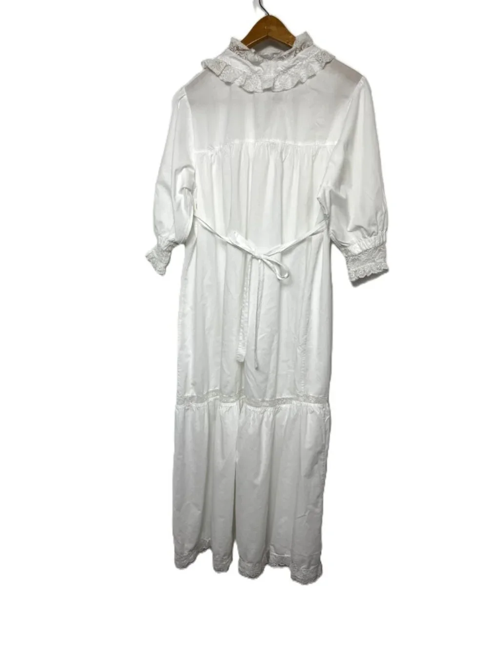 VTG Saybury Boho Cottage white 100% cotton embroidered lacey nightgown Sz L